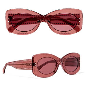 ALAÏA Italy Sunglasses Soft Round Studded Oval Neutral Pink Tinted Women's $895